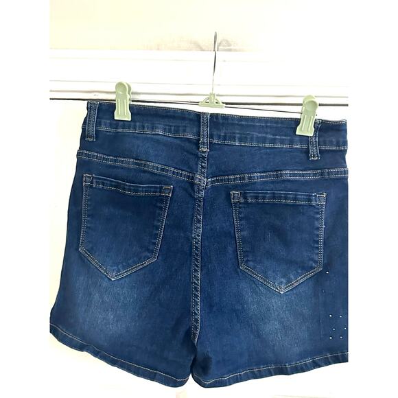 VINIZBENA Italy Faux Pearl Beaded Butterfly Embellished Denim Jean Shorts - Sz L - Picture 4 of 6